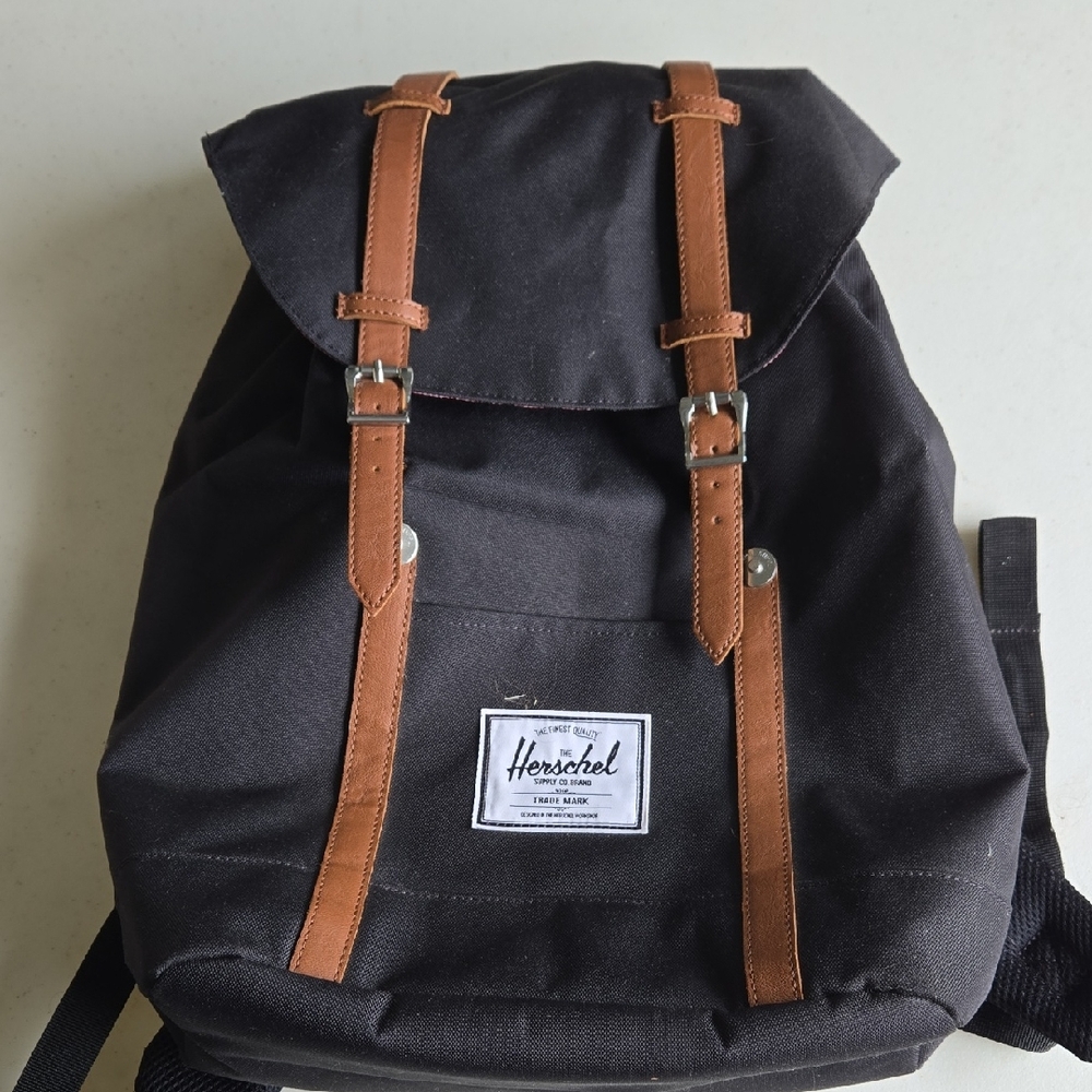 Herschel Supply Company Black Backpack with Tan Straps